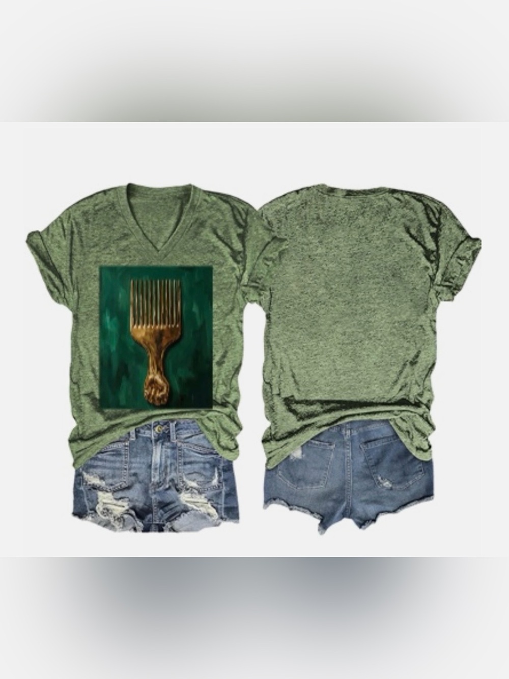 Green Afro Pick Graphic Tee - , Home Accents